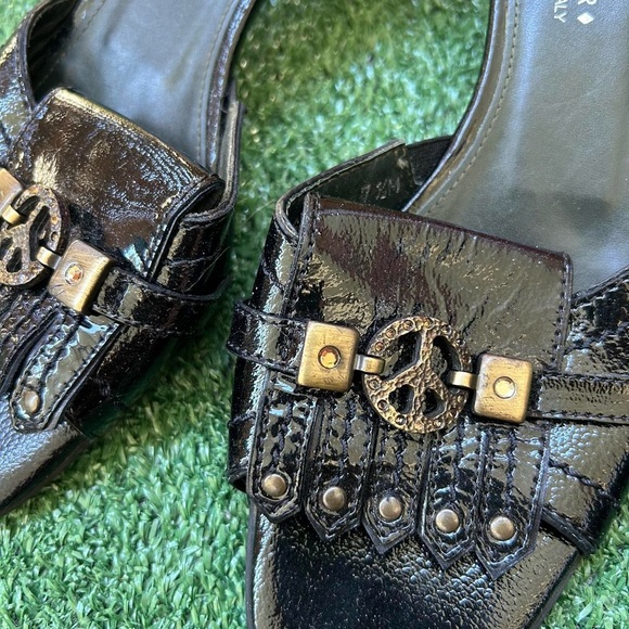 Donald J. Pliner Black Mules with Gold Accents - Picture 2 of 7